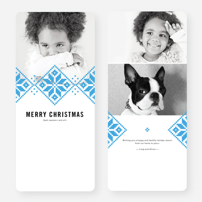 Sweater Pattern Christmas Cards - Blue