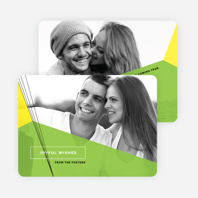 Geometric Shapes Photo Holiday Cards - Green