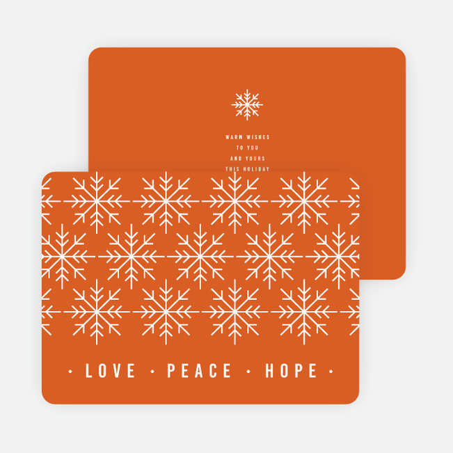 Snowflake Pattern Corporate Holiday Cards - Orange