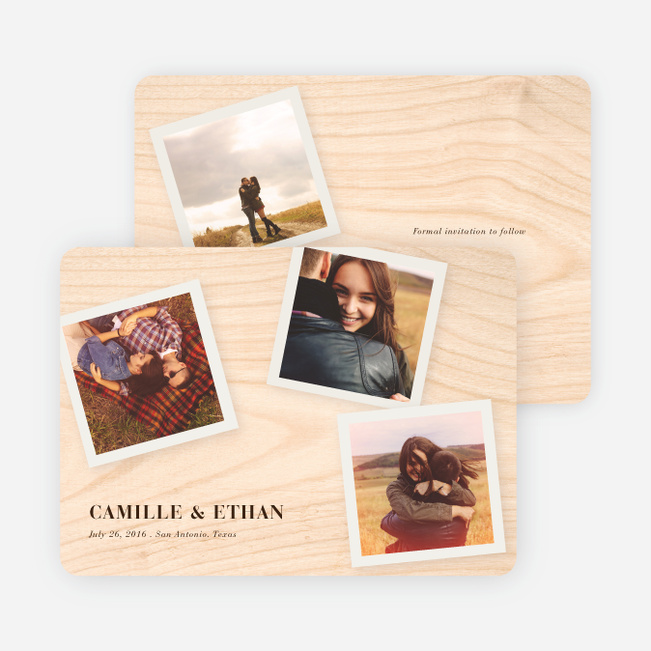 Instant Photo Save the Date Cards with 4 Photos - Plywood