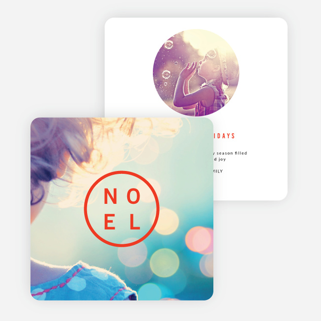 Circular Noel Christmas Cards - Red