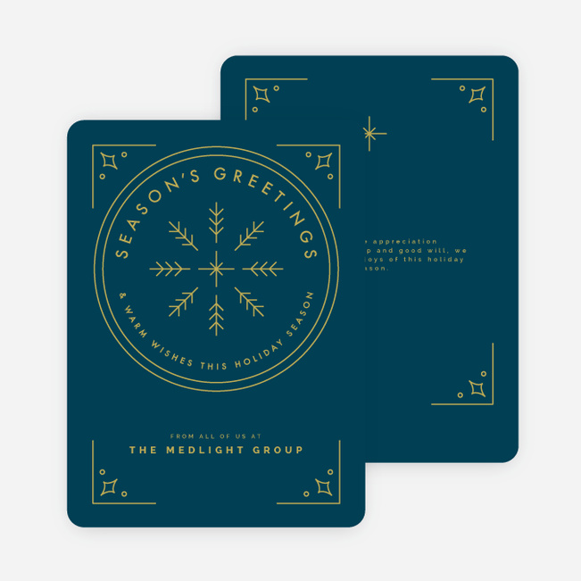 Classic Snowflake Corporate Holiday Cards - Blue