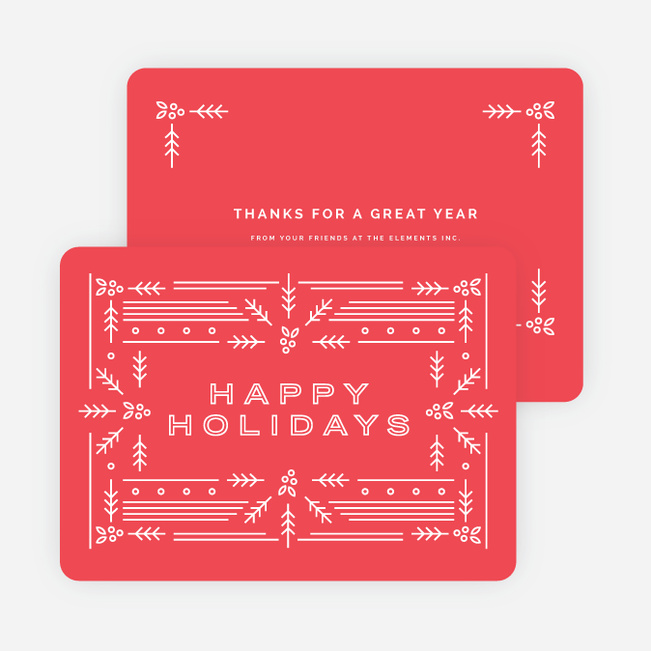 Modern Holly Corporate Holiday Cards - Red