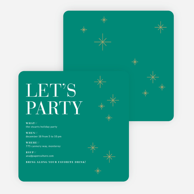 Modern Stars Holiday Party Invitations - Green