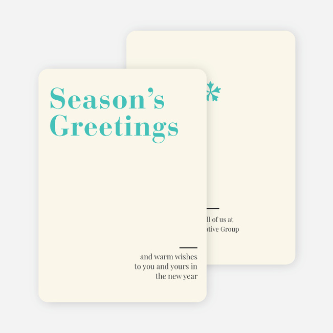 Snowflake Icon Corporate Holiday Cards - Blue