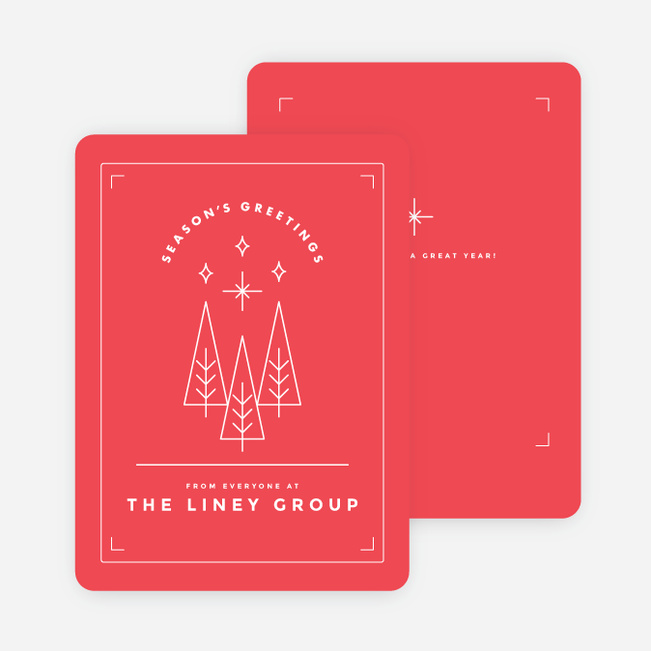 Winter Trees Corporate Holiday Cards - Red