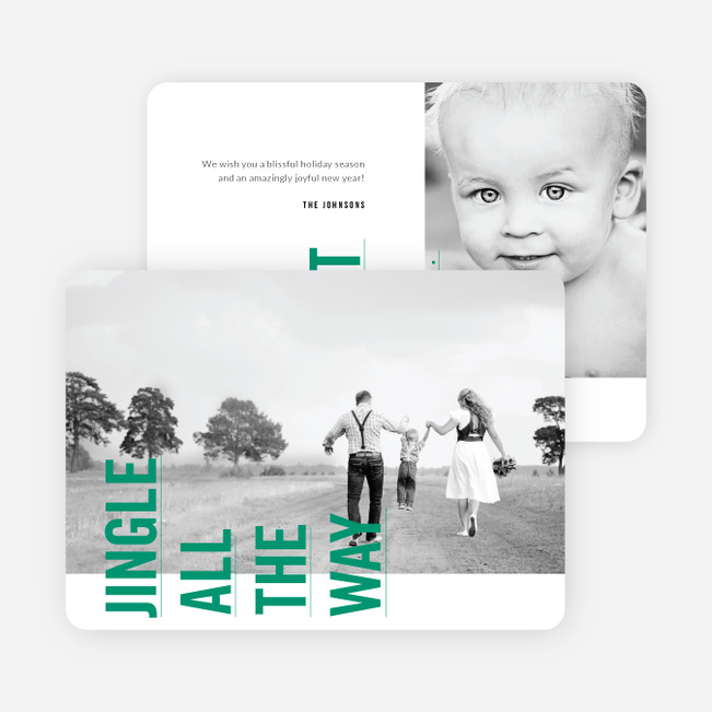 Sideways Text Christmas Cards - Green