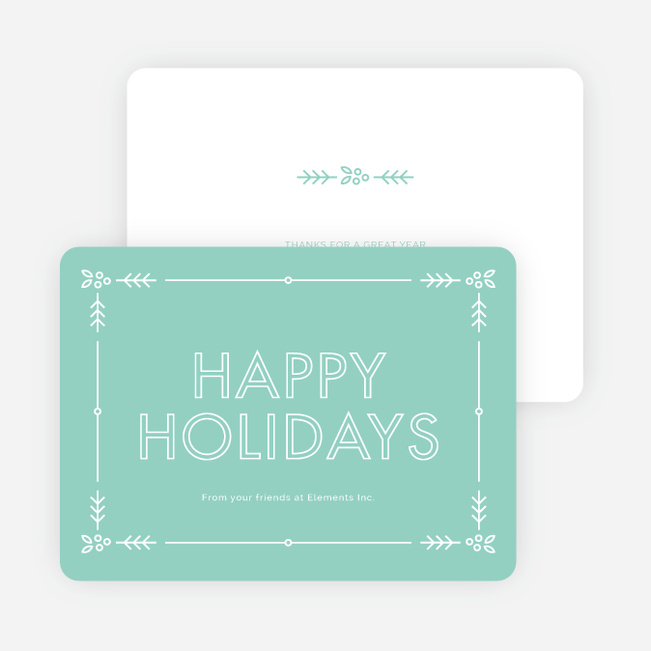 Holly Border Corporate Holiday Cards - Blue