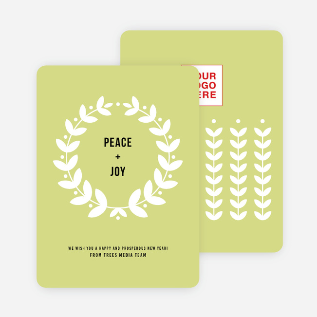 Joyful Wreath Corporate Holiday Cards - Green