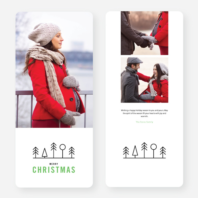 Simple Tree Icons Christmas Card - Green