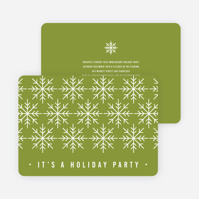 Snowflake Holiday Party Invitations - Green