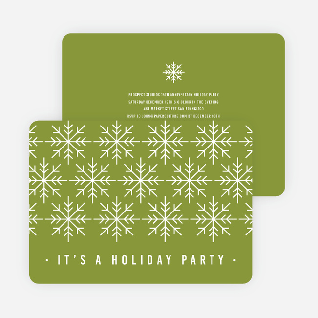 Snowflake Holiday Party Invitations - Green