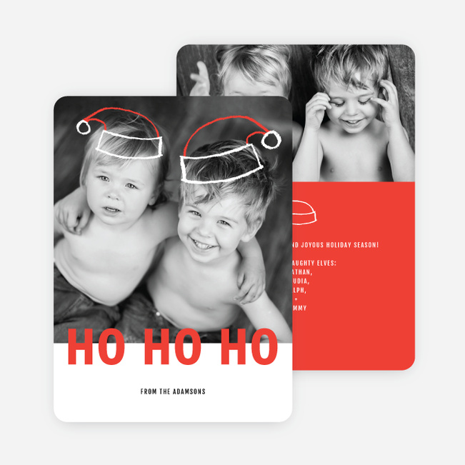 Floating Santa Hats Christmas Cards - Red