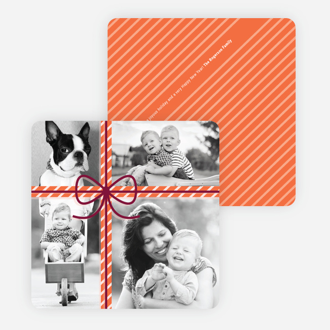 Photo Gift Wrap Holiday Cards - Orange