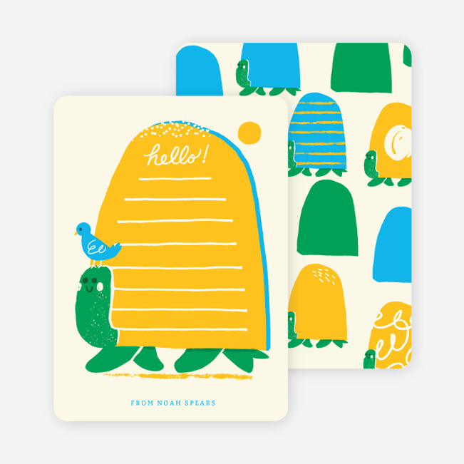 Turtles and Bird Stationery - Yellow