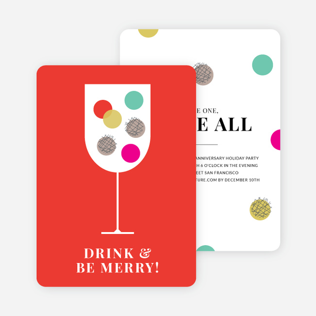 Polka Dots Toast Holiday Party Invitations - Multi