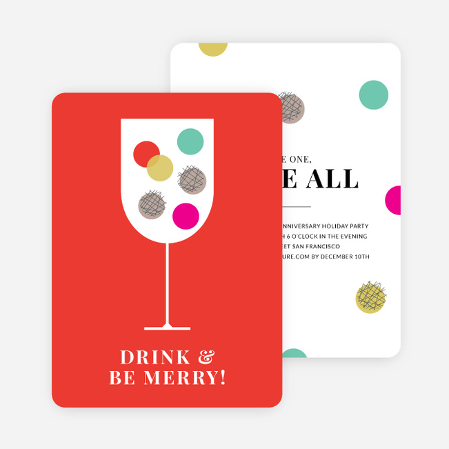 Polka Dots Toast Holiday Party Invitations - Multi