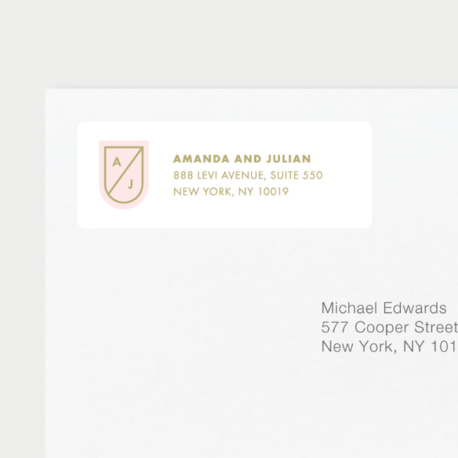 Family Crest Wedding Gift Tags & Stickers - Pink