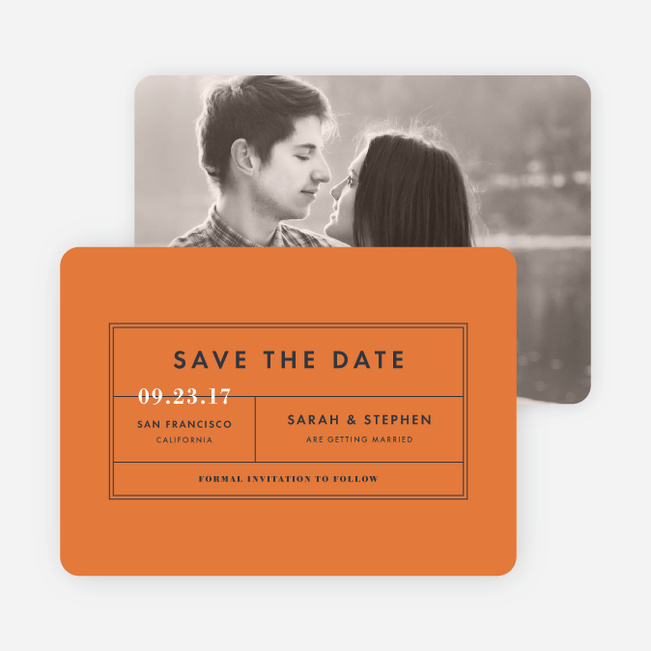 Modern and Classic Wedding Save the Date Cards - Orange