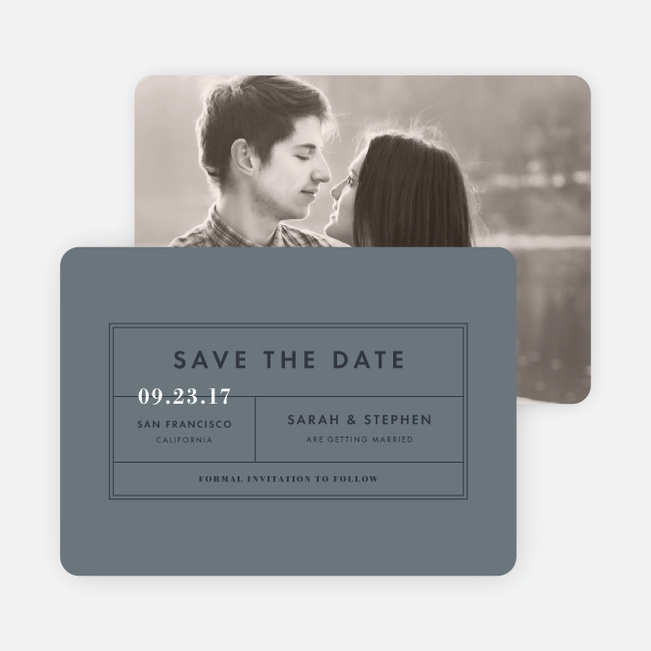 Modern and Classic Wedding Save the Date Cards - Blue