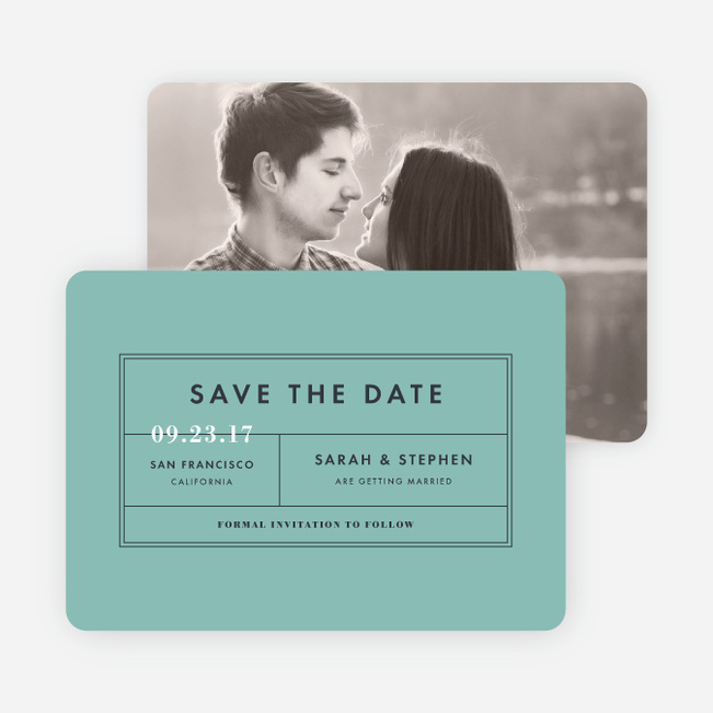 Modern and Classic Wedding Save the Date Cards - Green
