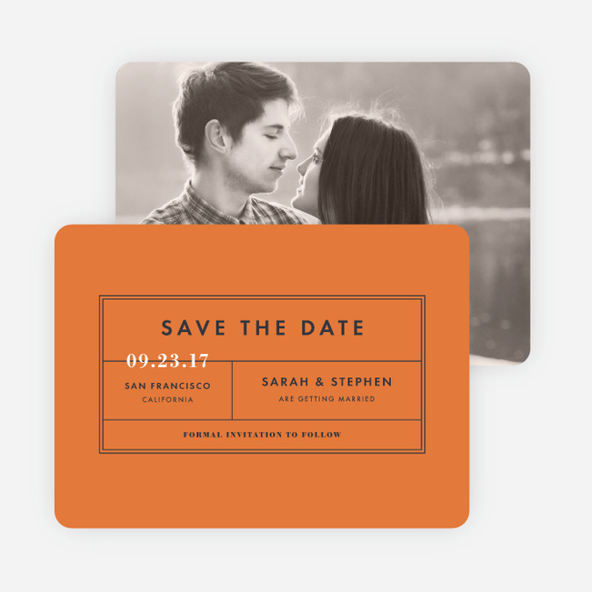 Modern and Classic Wedding Save the Date Cards - Orange