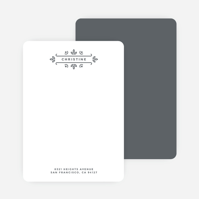 Floral Flourish Stationery - Gray