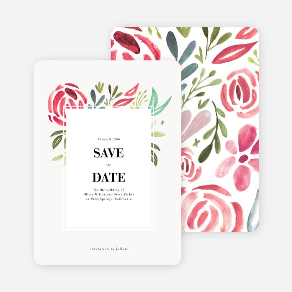 Strokes Of Floral Wedding Save The Date Cards Paper Culture