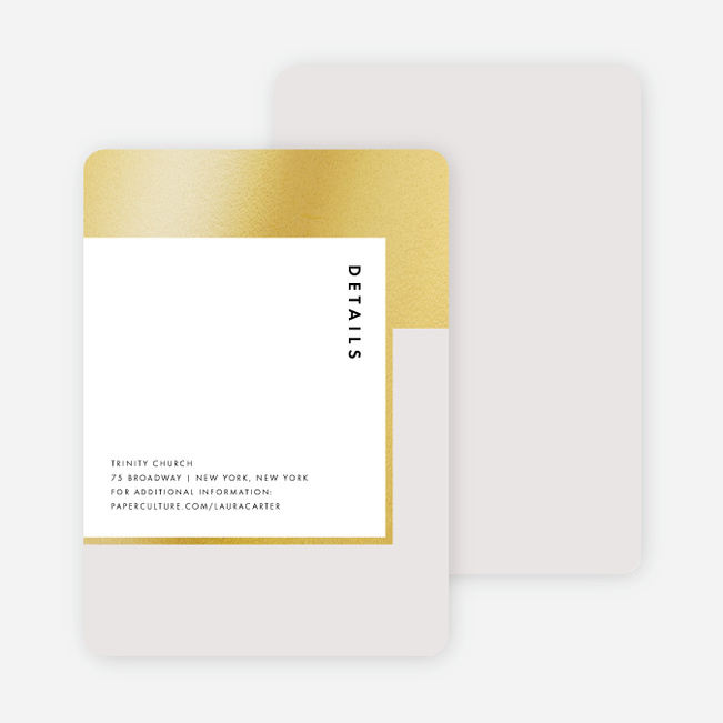 Foil Blocks Wedding Direction Cards - Beige