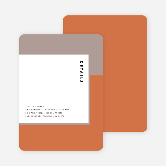 Foil Blocks Wedding Direction Cards - Orange