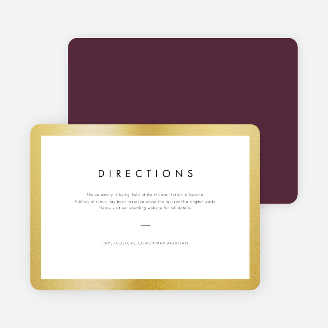 Wedding Frame of Mind Wedding Direction Cards - Purple