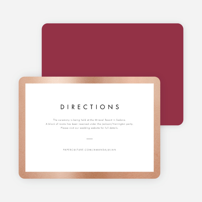 Wedding Frame of Mind Wedding Direction Cards - Red