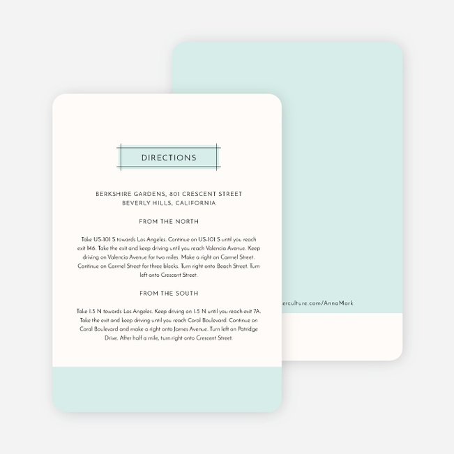 Simple Lines Wedding Direction Cards - Blue