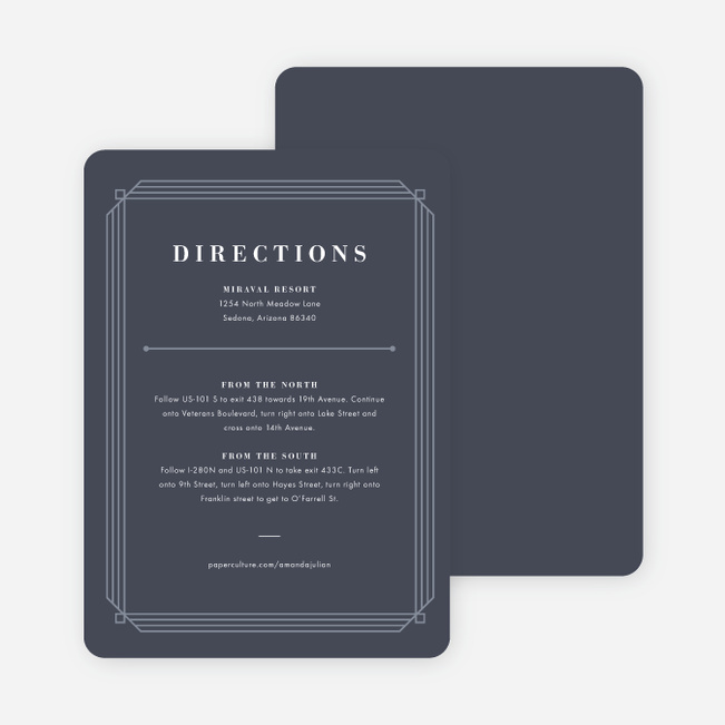 Art Deco Wedding Direction Cards - Blue