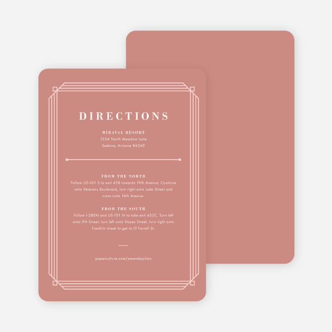 Art Deco Wedding Direction Cards - Pink