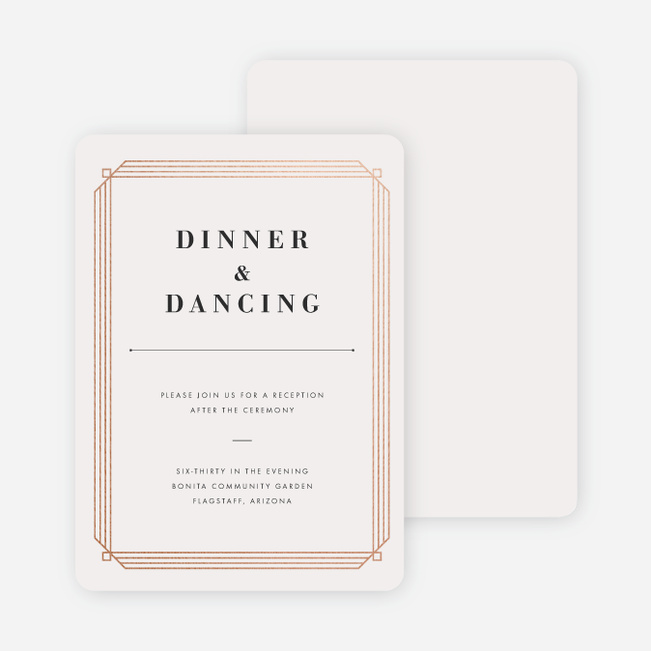 Art Deco Wedding Reception Cards - Beige