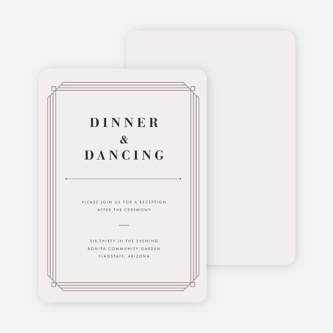 Art Deco Wedding Reception Cards - Beige