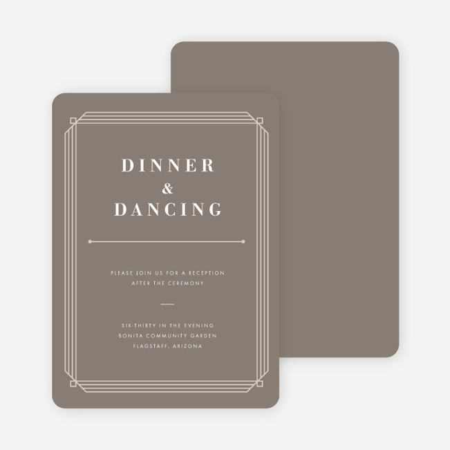 Art Deco Wedding Reception Cards - Gray