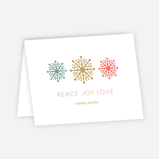 Custom Corporate Holiday Cards with Snowflake Theme - Beige