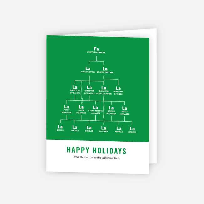 Festive Org Chart Corporate Holiday Cards - Green