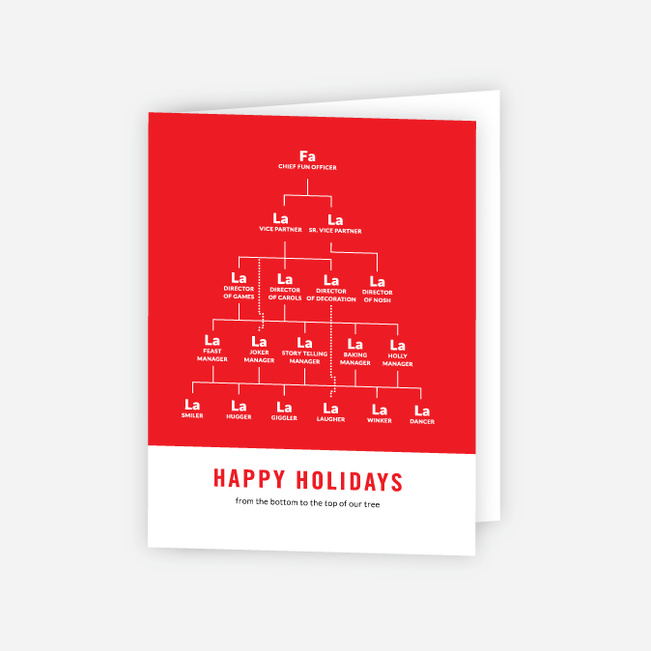 Festive Org Chart Corporate Holiday Cards - Red