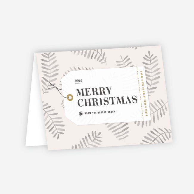 Gift Tag Leaves Christmas Cards - Beige