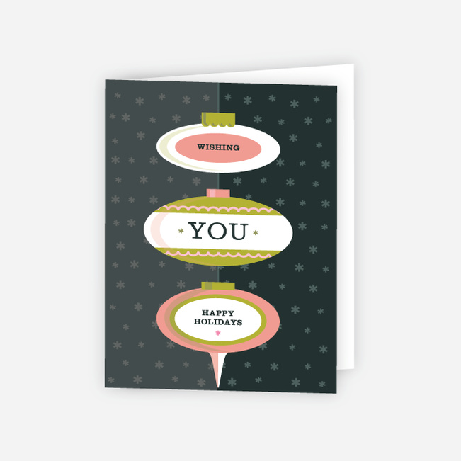 Hanging Ornaments Holiday Cards - Gray