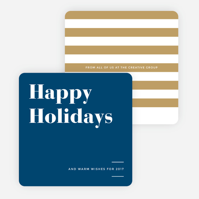 Holiday Stripes Corporate Holiday Cards - Blue