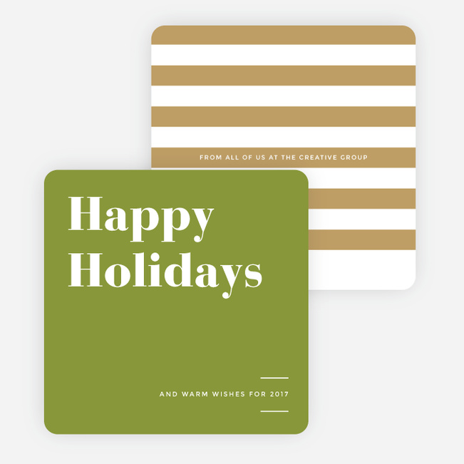 Holiday Stripes Corporate Holiday Cards - Green