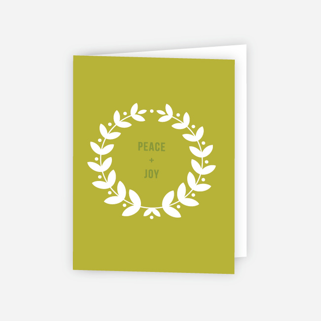 Joyful Wreath Corporate Holiday Cards - Green