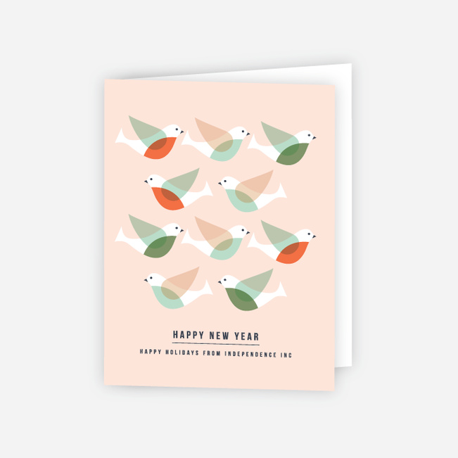 Peaceful Doves Corporate Holiday Cards - Red
