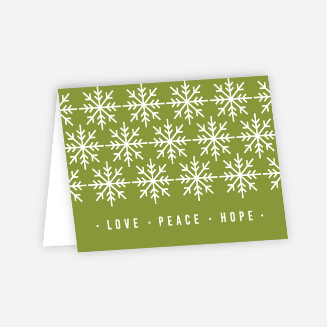 Snowflake Pattern Corporate Holiday Cards - Green