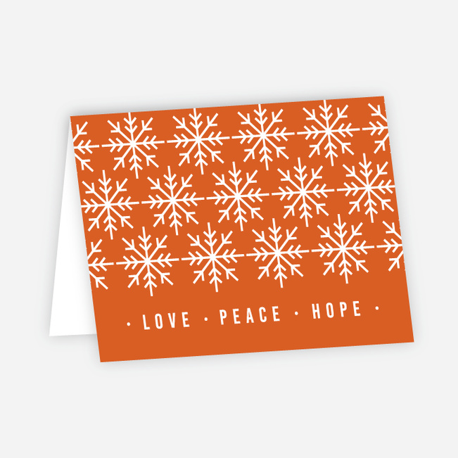 Snowflake Pattern Corporate Holiday Cards - Orange