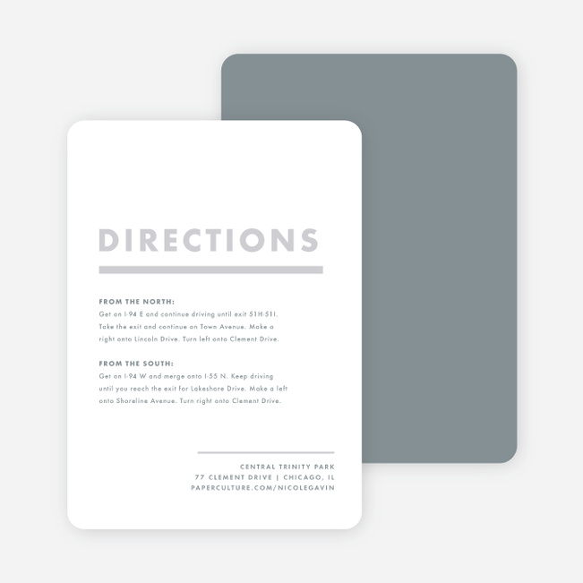 Today’s Modernist Wedding Direction Cards - Gray